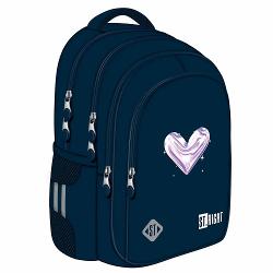 Ghiozdanul scolar ST Right BP58 din colectia grafica Moonlight Heart este conceput pentru organizare eficienta si utilizare zilnica Modelul are 4 compartimente si solutii practice pentru pastrarea in siguranta a lucrurilor esentialeOfera confort la purtare prin spatele profilat si bretelele reglabile iar pentru protectie suplimentara include baza intarita material impermeabil si elemente reflectorizante4 compartimente2 buzunare laterale 