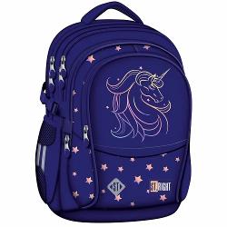 Ghiozdanul STRight BP01 din colectia grafica Unicorn Glow este conceput pentru organizarea eficienta a rechizitelor si accesoriilor scolare datorita compartimentarii bine gandite si a organizatorului interiorOfera confort la purtare prin spatele ergonomic si bretelele reglabile iar pentru siguranta include elemente reflectorizante si baza intarita realizata din material impermeabilModel BP01 17 inch4 compartimente2 buzunare laterale 