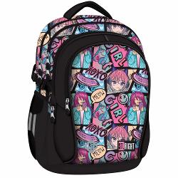 Ghiozdanul STRIGHT BP01 din colectia grafica Manga Girl este conceput pentru organizarea completa a rechizitelor si accesoriilor scolare datorita structurii cu 4 compartimente si a organizatorului interiorOfera confort la purtare prin spatele profilat si bretelele moi reglabile iar pentru siguranta si rezistenta include elemente reflectorizante baza intarita si material impermeabilCompartimente 4 compartimenteBuzunare 2 buzunare laterale elastice; buzunar 