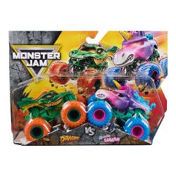 Pregateste-te pentru confruntari epice cu camioanele oficiale Monster Jam la scara 164 2 pachete de camioane fabricate cu formare prin injectie Fiecare pachet de 2 prezinta confruntari ale celor mai populare si mai cautate camioane monster Monster Jam cum ar fi Groparul contra &Icircnvatamant superior Buldozer contra Alergator pe linie Balaur contra Yeti si altele Fiecare camion Monster Jam din pachetul de 2 are detalii si grafica uimitoare si fiecare camion de jucarie are un sofer 
