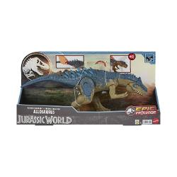 Acest Allosaurus Rampagin&39 nemilos este o evolutie epica a figurinelor Jurassic World Este un dinozaur evoluat si pregatit de aventura Un buton de pe coada ridica in mod spectaculos tepusele de pe spate si coada creand o imagine impresionanta Rotita de pe spatele acestui dinozaur activeaza o miscare continua si realista simbolizand atacuri feroce cu muscaturi si ragete puternice Allosaurus are tepi pe spate si pe coada care cresc in marime si ferocitate atunci cand butonul este 