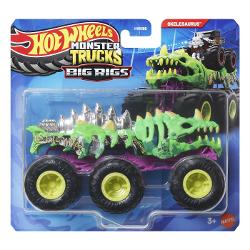 Fiecare camion turnat sub presiune surprinde cu stilul si personalitatea unui personaj sau a unei creaturi populare Monster Truck la scara 164 Porneste in aventuri cu camioanele Hot Wheels Monster Trucks Big Rigs Fiecare vehicul la scara 164 transmite personalitatea popularelor creaturi Monster Truck cu decalcomanii atragatoare pe care fanii le adora Copiii pot transporta vehicule suplimentare la scara 164 pe platforma sau cu carligul de remorcare de pe Big Rig  Acest pachet contine 