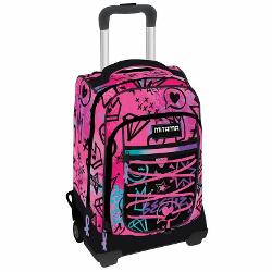 Ghiozdan troller M-Power RockNLove 34 L 35 x 27 x 51 cm Ghiozdanul troller M-Power  RockNLove este conceput pentru transport usor si organizare eficienta avand o structura super rezistenta si roti din cauciuc Designul original cu benzi elastice colorate il face usor de remarcatBretelele sunt retractabile Fast & Go si pot fi depozitate rapid intr-un buzunar dedicat atunci cand nu doresti sa le folosesti Compartimentul principal incapator si buzunarele 