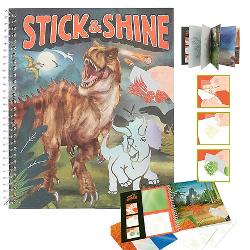 Dino Stick & Shine In cartea de colorat puternica de dinozauri exista nu numai 12 motive de dinozaur complet interesante de colorat ci si tot at&65533;tea pagini ilustrate detaliate cu peisaje primordiale pe care le puteti proiecta liber cu cele 8 foi de tatuaj si cele 8 folii cu sclipici