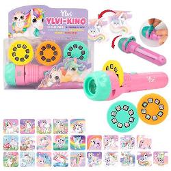 Momente magice de unicorn cu Ylvi Lanterna roz cu elemente turcoaz este de asemenea un mic proiector cu trei discuri cu imagini diferite un total de 24 de motive fantastice de unicorn Bateriile sunt incluse si pot fi Inlocuite ulterior