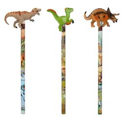 Perfecte pentru iubitorii de dinozauri Creioanele Dino World cu modele super cool cu &8203;&8203;dinozauri &537;i capace din plastic Velociraptor Tyrannosaurus Rex Triceratops au mine HB cu diametrul de 7 mm&bull; Se v&acirc;nd individual &537;i sunt modele asortate expediate aleatoriu