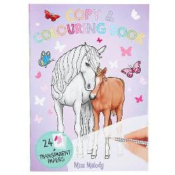 Cu cartea de colorat Miss Melody copiii pot invata sa deseneze sa copieze diferite motive si sa-si lase creativitatea sa scapePe cele 24 de pagini exista diferite motive de cai care pot fi usor turnate si pictate ulterior Cartea de creatie cu preprinturi colorate include o coala de hartie transparenta pentru urmarire usoara Brosura de colorat de inalta calitate are si un carton robust ca baza practica la desen