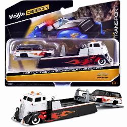 Set Elite Transport Camion Transportator si Masinuta Metalica scara 1 la 64 conceput pentru colectionari si pasionatii de vehicule clasice dar si pentru copii care apreciaza jocul realist Include un camion de tractare si un autoturism ambele realizate din metal cu elemente din plastic pentru un echilibru optim intre rezistenta si detaliu Modelul impresioneaza prin finisaje atent realizate detalii autentice si elemente functionale care reproduc fidel scenarii reale de transport si 