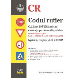 Codul rutier edi&539;ia iulie 2026 cuprinde- OUG nr 1952002 privind circula&539;ia pe drumurile publice actualizat&259; cu ultimele modific&259;ri aduse prin Legea nr 2402025 M Of nr 1198 din 24 decembrie 2025 &537;i OUG nr 72026 M Of nr 146 din 25 februarie 2026;- Regulamentului de aplicare a OUG nr 1952002;- Ordinul nr 2682010 privind procedura de examinare pentru ob&539;inerea permisului de conducere cu modific&259;rile aduse 