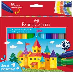 Cutie carton cu 12 carioci Jumbo ideale pentru desen si colorare pe hartie carton lemn etc Corp gros Varf rezistent la presiune Capac ventilat Cerneala pe baza de apa Se pot curata de pe majoritatea materialelor textile&nbsp;
