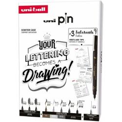 Liner set cadou LETTERING 3 liner&nbsp; UNI PIN-200 5 liner Brush cr mec05mm 3 sabloane carton