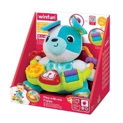 Catelus de Plus Interactiv Joaca-te Cu Mine O Lume de Distractie si Invatare pentru Micutul Tau Descopera jucaria ideala pentru bebelusul tau catelusul de plus interactiv echipat cu un inele de activitate detasabile si urechi incretite Aceasta jucarie minunata nu doar ca este adorabila si moale dar este si plina de surprize si activitati care vor captiva atentia micutului tau si il vor ajuta sa se dezvolte armonios Inelele de activitate colorate rolele glisante si butoanele colorate sunt 