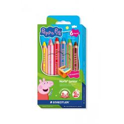 Creioane colorate cu 6 culori Staedtler Noeris Junior Peppa Pig ST140C6L1