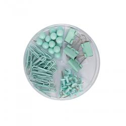 Setul de accesorii pentru birou CNX 62 piese diverse culori este o solu&539;ie practic&259; pentru organizarea documentelor &537;i men&539;inerea unui spa&539;iu de lucru ordonat Setul con&539;ine agrafe ace cu g&259;m&259;lie ace pentru tabl&259; &537;i clipsuri &icirc;n culori variate fiind ideal pentru utilizare la birou acas&259; sau la &537;coal&259; Accesoriile sunt fabricate din materiale rezistente &537;i sunt potrivite pentru activit&259;&539;ile 