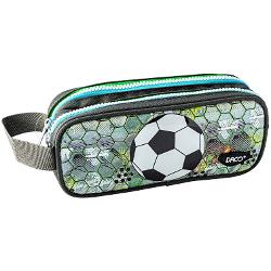 Penar 2 Fermoare Borset&259; DACO PE716N &ndash; Fotbal Poliester 24 &times; 6 &times; 18 cmPentru micii pasiona&539;i de fotbal&nbsp;Penarul DACO PE716N&nbsp;este alegerea ideal&259; pentru organizarea rechizitelor &537;colare Cu un design modern inspirat din lumea sportului decorat 