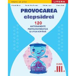 Provocarea clepsidrei este un concept original de antrenamente pentru matematic&259; &537;i limba rom&acirc;n&259; pe care trebuie s&259; le rezolvi &icirc;n 10 minute Fiecare antrenament este structurat &icirc;n trei pa&537;i Pasul 1 &ndash; &Icirc;nc&259;lzire Pasul 2 &ndash; Rezolvare rapid&259; &537;i Pasul 3 &ndash; Provocare Auxiliarul didactic propus este realizat conform programei &537;colare vei avea a&537;adar ocazia de a exersa &537;i de a dezvolta 