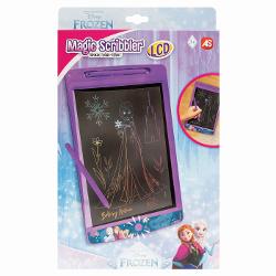 Tabla de desen LCD Disney Frozen este accesoriul ideal pentru copiii pasionati de desen si de indragitele personaje din lumea Frozen Ecranul LCD permite realizarea desenelor schitelor mesajelor si modelelor colorate cu ajutorul stiloului inclus fara a fi necesare hartie creioane sau carioci Continutul ecranului poate fi sters rapid prin apasarea butonului dedicat astfel incat copilul sa poata incepe imediat o noua creatie Setul include un stilou si 2 foi cu sabloane tematice care ii 