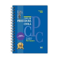 Lucrarea Codul de procedura civila Septembrie 2026 editie spiralata tiparita pe hartie alba de calitate superioara si ingrijita de prof univ dr Dan Lupascu contine textul Codului de procedura civila actualizat imbogatit cu dispozitii de aplicare decizii ale Curtii Constitutionale recursuri in interesul legii hotarari prealabile ULTIMA HP DE ADMITERE Dec ICCJ &ndash; DCD nr 822026 TAXE JUDICIARE DE TIMBRU extrase din OUG nr 802013 NUMEROASE DISPOZITII CONEXE si 