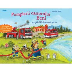 Bun-venit in echipa de pompieri a castorului BeniAjutor iese fum din sopronDin fericire pompierii castorului Beni sunt pe pozitii Cu masinile lor mari ajung acolo cat ai clipi Cu totii participa la stingerea focului vulpoiul Felix ursul Brunosi mistretul EmilGata au reusit Dar oare de unde venea fumulCastorului Beni zau ca nu-i vine sa creada