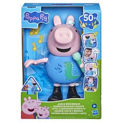 Descopera distractia muzicala alaturi de George indragitul personaj din seria Peppa Pig Figurina interactiva include peste 50 de sunete melodii si reactii amuzante Copiii pot apropia microfonul de gura figurinei pentru a-l auzi cantand pot apasa pe burta pentru a activa sunete si replici sau pot misca figurina pentru a descoperi diferite reactii Jucaria incurajeaza jocul de rol imaginatia si exprimarea muzicala fiind potrivita pentru micii fani Peppa Pig George tine in mana un microfon 
