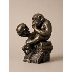 &bdquo;Maimu&539;a cu craniu&rdquo; este cea mai cunoscut&259; lucrare a sculptorului german Hugo Rheinhold Creat&259; &icirc;n 1892 sculptura &icirc;nf&259;&539;i&537;eaz&259; un cimpanzeu a&537;ezat pe un teanc de c&259;r&539;i &537;i studiind cu aten&539;ie un craniu uman Pozi&539;ia sa contemplativ&259; aminte&537;te de Hamlet &icirc;n timp ce o carte care poart&259; numele lui Darwin face referire la teoria evolu&539;iei Rheinhold reune&537;te astfel 