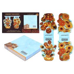 Set cu bloc notes magnetic 8 x 8 cm &537;i 2 semne de carte magnetice Van Gogh &ndash; SunflowersAdu un strop de culoare c&259;ldur&259; &537;i inspira&539;ie artistic&259; &icirc;n fiecare zi cu setul magnetic Van Gogh &ndash; Sunflowers Inspirat de celebra serie de picturi &bdquo;Floarea-soarelui&rdquo; a artistului Vincent van Gogh acest set &icirc;mbin&259; frumuse&539;ea artei cu utilitatea accesoriilor 