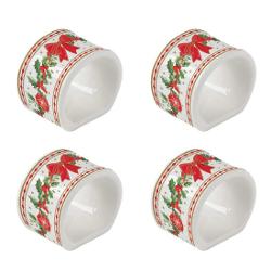 Completeaz&259; decorul mesei de s&259;rb&259;toare cu setul de 4 inele din por&539;elan pentru &537;ervete Easy Life colec&539;ia Christmas Heritage un accesoriu elegant &537;i festiv perfect pentru un aranjament de mas&259; rafinat &icirc;n perioada Cr&259;ciunuluiRealizate din por&539;elan cele patru inele pentru &537;ervete impresioneaz&259; prin designul delicat &537;i 