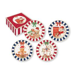 Adu magia s&259;rb&259;torilor de iarn&259; la masa ta cu acest set de 4 farfurii din por&539;elan din colec&539;ia Cozy Christmas de la Easy Life Cu un design vesel &537;i elegant inspirat din pove&537;tile Cr&259;ciunului farfuriile sunt perfecte pentru servirea micilor delicii &537;i pentru completarea decorului festivFiecare farfurie prezint&259; o ilustra&539;ie diferit&259; cu 