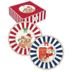 Adu magia Cr&259;ciunului la masa ta cu acest set de 2 farfurii din por&539;elan din colec&539;ia Cozy Christmas de la Easy Life Cu un design vesel &537;i elegant inspirat din pove&537;tile &537;i tradi&539;iile s&259;rb&259;torilor de iarn&259; farfuriile sunt perfecte pentru a crea o atmosfer&259; cald&259; &537;i festiv&259; &icirc;n momentele petrecute al&259;turi de familie &537;i prietenip 