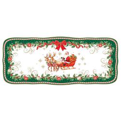 Adu elegan&539;a &537;i magia s&259;rb&259;torilor de iarn&259; la masa ta cu platoul din por&539;elan Easy Life colec&539;ia Christmas Heritage o pies&259; deosebit&259; ce &icirc;mbin&259; rafinamentul por&539;elanului cu farmecul decora&539;iunilor tradi&539;ionale de Cr&259;ciunRealizat din por&539;elan alb platoul impresioneaz&259; prin forma sa dreptunghiular&259; 