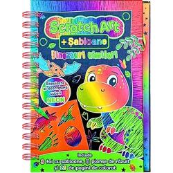 Dinozauri uimitori20 pagini de colorat8 planse Scratch Art3 pagini cu sabloaneBetisor de zgariat