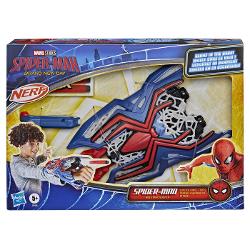 Nerf Blaster Spider Man este o jucarie de actiune inspirata din universul Marvel Spider Man conceputa pentru aventuri dinamice si jocuri de rol pline de imaginatie Blasterul se poarta pe mana si are un design spectaculos inspirat de echipamentul eroului Spider Man permitand copiilor sa recreeze scene de actiune si sa inventeze propriile misiuni Modelul dispune de elemente decorative care stralucesc in intuneric oferind un efect vizual deosebit in timpul jocului Sistemul de lansare permite 
