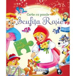 O poveste magica potrivita pentru micutii curiosi Descopera povestea Scufitei Rosii intr-o carte cu 6 pagini frumos ilustrate si 6 puzzle-uri a cate 6 piese fiecare 