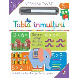 Aceast&259; carte este o modalitate distractiv&259; pentru copiii mici de a înv&259;&539;a tabla înmul&539;irii cu numerele de la 1 la 12 folosind imagini amuzante &537;i urm&259;rind numerele   Paginile c&259;r&539;ii î&539;i permit s&259; scrii &537;i &537;tergi ori de câte ori dore&537;ti &536;terge scrisul cu un &537;erve&539;el sau cu o cârp&259;