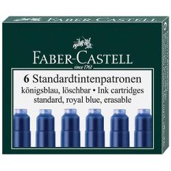 Patroane  rezerve de cerneala Faber-Castell scurte utilizabile pentru stilouri; ambalare 6 bucset 