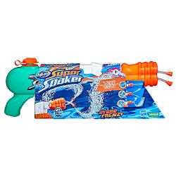 Blasterul de apa Nerf Super Soaker Hydro Frenzy are 2 tuburi in teava si duza reglabila pentru a schimba modul in care apa este aruncata din tuburi pentru distractie nebuna 3-in-1 cu apa din belsug Dezlantuie 2 jeturi paralele din blaster trage de duza inapoi pana la jumatate pentru a lansa 2 jeturi consistente sau trage de duza inapoi pana la capat pentru actiune intensa cu apa cu tuburile care se rasucesc in toate directiile trimitand jeturi de apa peste tot Toata lumea din raza poate fi 