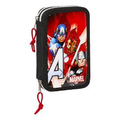 Penar dublu echipat 28 piese Avengers contine in primul compartiment sunt  10 creionare colorate 1 pix 1 creion 1 radiera si 1 ascutitoare iar in cel de-al doilea compartiment contine 14 carioci colorateDimensiuni 125 L x4 l x195 h cm;Material Poliester;Greutate 375 gCapacitate volumetrica4 l;Recomandat pentru clasela 0-IV;Recomandam acest produs pentru ca este la moda este usor este versatil ca utilizare 