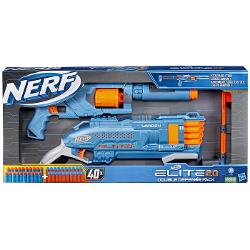 Acest pachet cu 2 blastere este o modalitate excelenta de a incepe sau de a construi colectia ta Nerf Este un set cadou perfect si cu 2 blastere batalia poate incepe imediat din cutie Creeaza 6 stiluri diferite de blaster cu blasterul Spectre Rev-5 Are un cilindru rotativ cu 5 sageti prelungire a tevii detasabila material pliabil detasabil si sina tactica Acest set impresionant Nerf Elite 20 include blasterul Spectre Rev-5 blasterul Warden DB-8 si 40 de sageti cu spuma Nerf Elite 