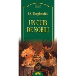 Slavofil si occidental rus si european liberal si conservator romantic si realist Turgheniev reprezinta marturia captivanta si lucida a procesului care a dus Rusia spre transformarile profunde necesare si dureroase ale secolului XX - Michel CadotIn romanul Un cuib de nobili care vede lumina tiparului in anul 1859 cel mai occidental dintre scriitorii rusi cum il numea G Ibraileanu ne ofera un bogat tablou al societatii rusesti din secolul al XIX-lea Scriitor plin de 