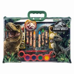 Gentuta moderna transparenta Jurassic World ii ofera copilului posibilitatea de a lua cu el setul de pictura oriunde ar mergesa deseneze si sa creeze cu dinozaurii Jurassic World Setul este ideal pentru joaca creativa oriunde se afla copilul tinandu-l departe de ecrane si incurajand dezvoltarea imaginatiei lor in cel mai distractiv mod Contine bloc de desen cu 10 pagini pretiparite 6 creioane colorate 8 culori acuarela 1 pensula 2 pagini de autocolante o surpriza Set conceput 