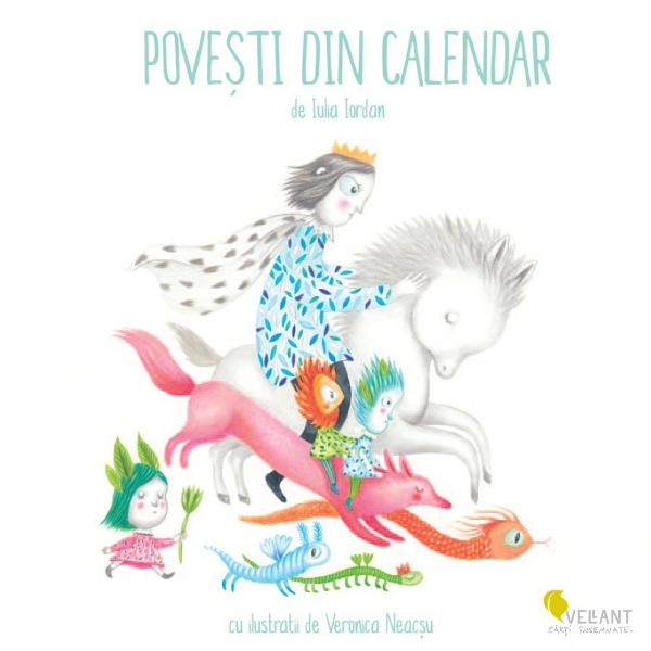 „Povesti din calendar“ aduna laolalta douazeci si doua de feluri de a calatori in timp pe vremea cand Dumnezeu si sfintii se plimbau pe pamant cand zapada nu avea culoare sau pe vremea cand Ileana Cosanseana pocnea din biciul ei fermecat pentru a-si transforma palatele intr-un mar de aurO carte cu povesti vechi romanesti repovestite pentru cei mici de Iulia Iordan si ilustrate inedit de Veronica Neacsu volumul 