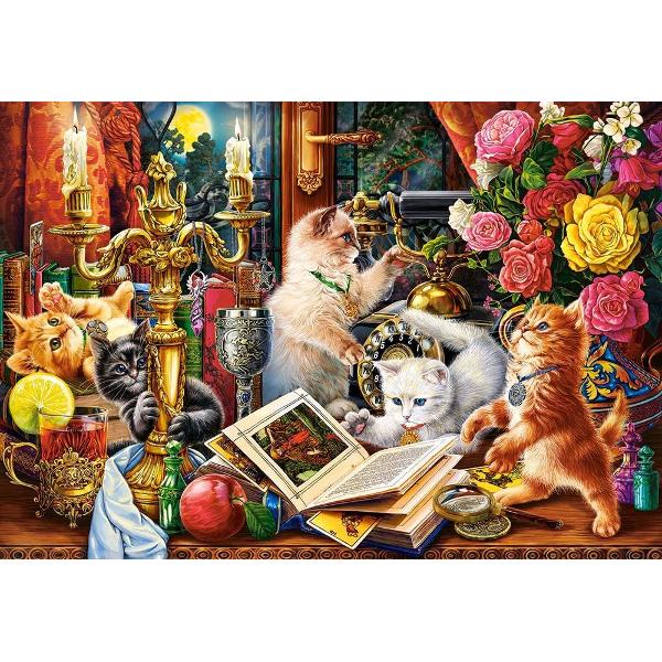 Puzzle de 1000 piese cu Wizard Kittens Puzzle-ul are dimensiunile 68 x 47 cm si cutia 35 x 25 x 5 cm Pentru cei cu varste de peste 9 ani