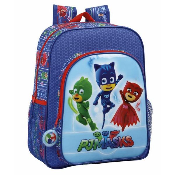 Ghiozdan jr PJ MASKS 32 cmGhiozdan jr PJ MASKS 32 cm este special realizat pentru scolari Ghiozdanul este infrumusetat de personajele PJ Masks in tonuri vesele de albastru verde si rosuDimensiuni 32x12x38 cm