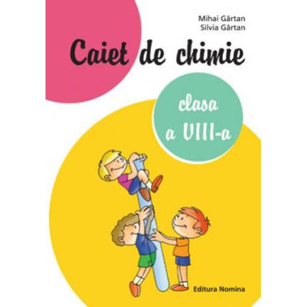 Lucrarea Caiet de chimie   clasa a VIII-a  cuprinde teste exerci- ii probleme concepute in concordan a&131; cu programa scolara&131; pentru clasa a VIII-a si cu programele concursurilor scolare Lucrarea se adreseaza&131; profesorilor de chimie si elevilor si poate fi folosita&131; ca in- strument de lucru