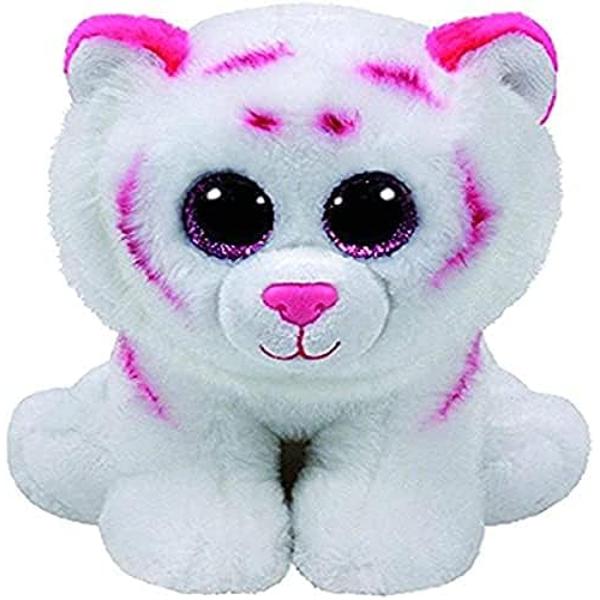 Jucarie de plus TY Beanie Babies - TABOR tigru alb cu roz 24 cm TY90247
