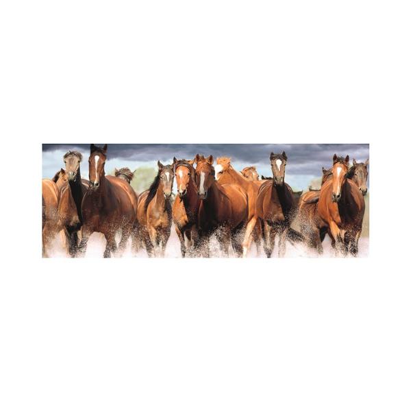 Puzzle panoramic Cai 150 piese - DINO TOYS Scolarii abili pentru care este destinat puzzle-ul panoramic se vor bucura de asamblarea celor 150 de piese obtinand o frumoasa imagine hipica Caracteristici- Puzzle-ul cu 150 de piese are o incantatoare imagine cu o intreaga herghelie de cai murgi si roibi in alergare Formatul panoramic al puzzle-ului il face perfect pentru decorare dupa ce imaginea 