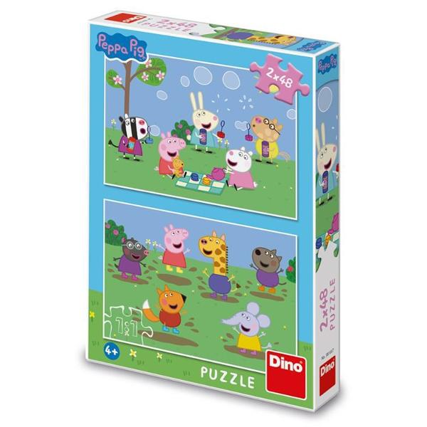 Puzzle Peppa Pig 2x48 piese - DINO TOYS Construirea de puzzle-uri devine si mai distractiva cu Peppa Pig si prietenii ei Puzzle-urile noastre aduc distractie si aventura fara sfarsit pentru copii Caracteristici- Pachetul contine 2 imagini fiecare cu 48 de piese care aduc la viata scene pline de bucurie cu personajele serialului de desene animate Peppa Pig Cu puzzle-urile cu Peppa Pig si prietenii ei 