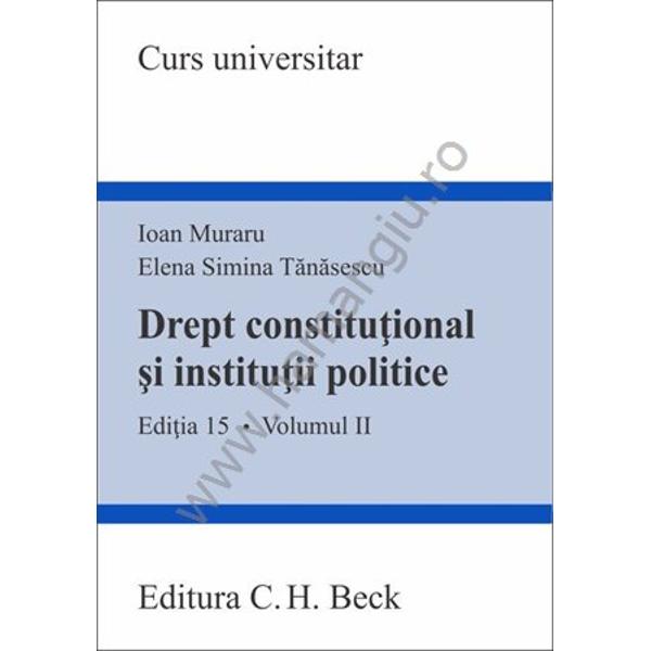 Manualul de drept constitutional si institutii politice al profesorilor Ioan Muraru si Simina Tanasescu constituie unul din reperele clasice ale literaturii de specialitate din Romania Prin continutul sau si maniera de abordare manualul se adreseaza tuturor celor interesati de incadrarea juridica a fenomenului politic din tara noastra in primul rand studentilor din invatamantul juridic 