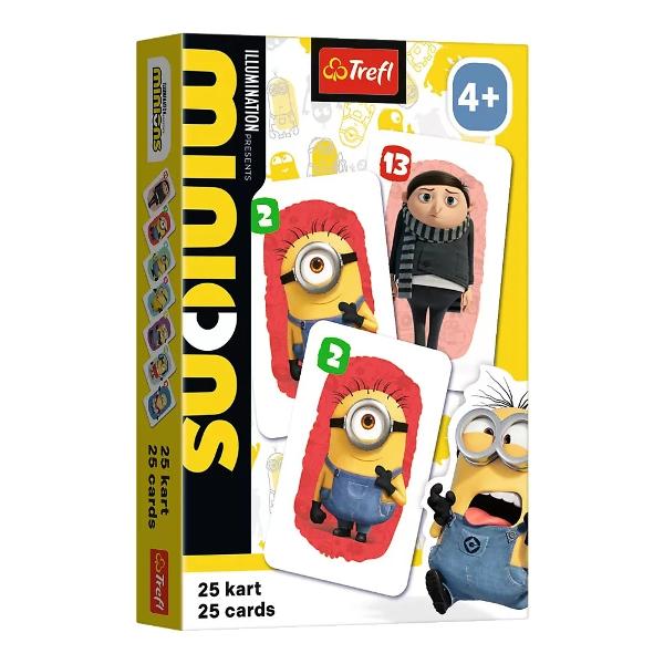 Old Maid Minionii Pacalici este un joc de carti cunoscut de toti copiii Regulile sunt simple acesta este un joc rapid interesant care se bucura de mult succes si popularitate Adaugati la aceasta faptul ca cartile vin cu imagini ale celor mai populare personaje din basme desene animate benzi desenate si filme si veti obtine un produs pe care toti copiii adora sa-l joace Jocul se joaca intre 2 si 4-5 jucatori a caror sarcina este sa selecteze perechi de carti si sa scape de mainile 