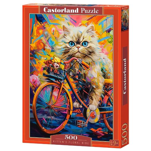 Puzzle cu 500 de piese Castorland - Kittens Floral Ride